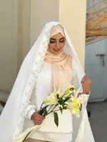 خرید چادر عروس جنس کرپ حریر رنگ سفید از شوروم اچ جی