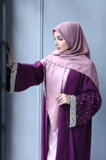 خرید عبا زنانه مجلسی جواهر دوزی شده جنس کرپ باربی از شوروم اچ جی