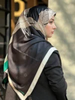 روسری ابریشم ژاکارد قواره ۱۴۰ کد 57