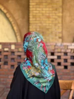 روسری ابریشم کجراه(توییل) قواره 90 سبز زمردی