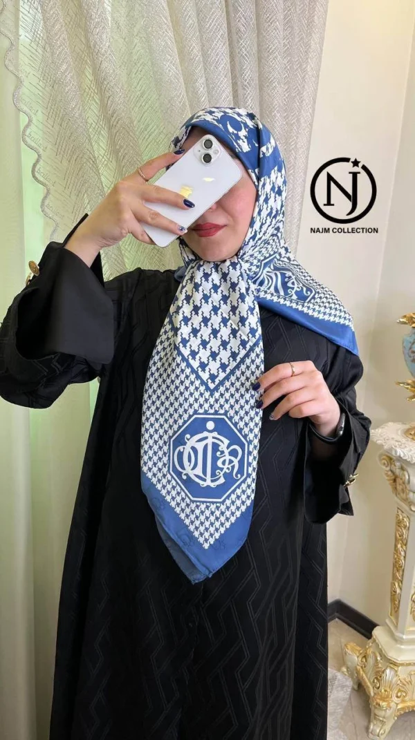 روسری ابریشم ژاکارد وارداتی قواره 120 کد 7323