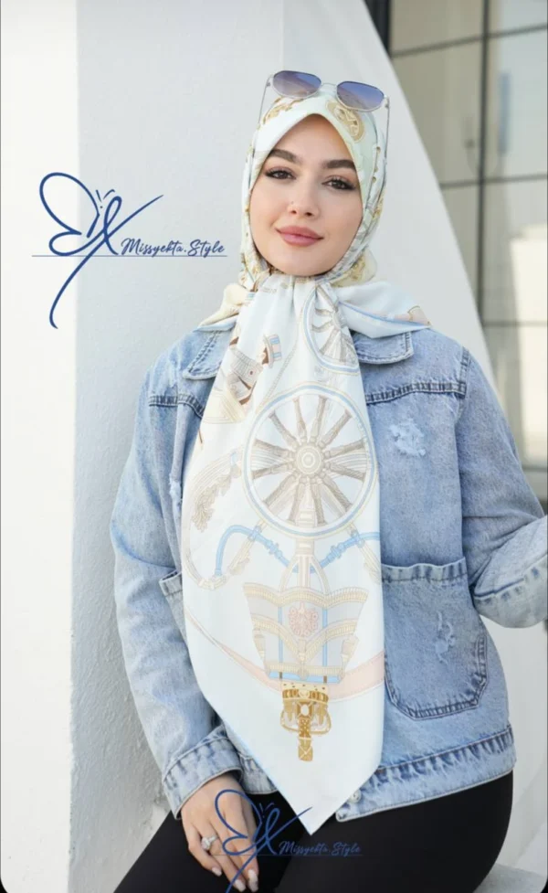 روسری ابریشم ژاکارد وارداتی قواره 140 کد 38
